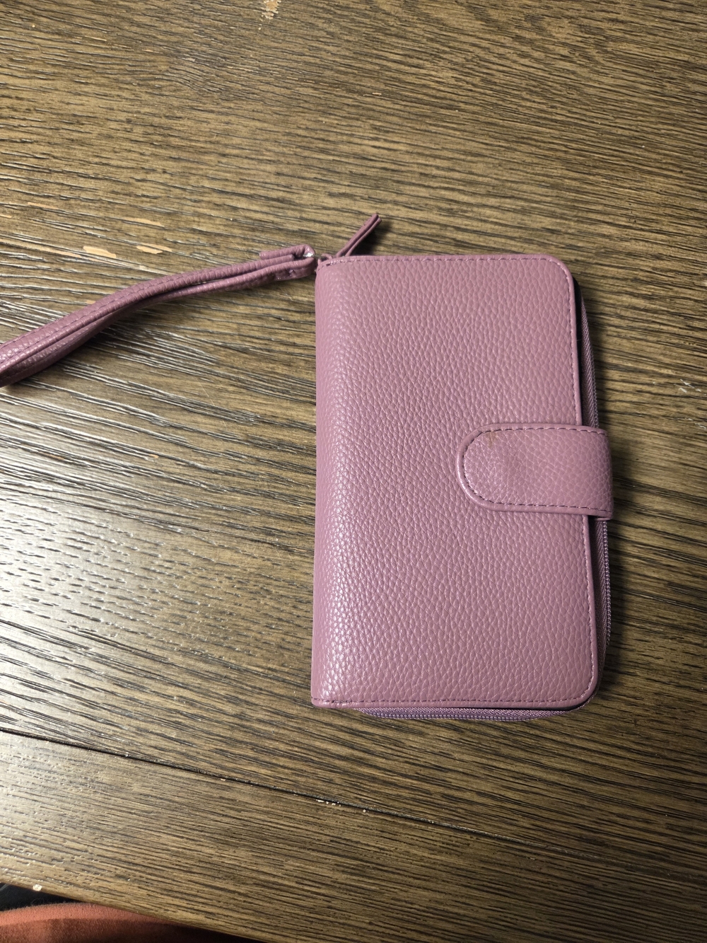 Textured Pink Wristlet Phone Wallet with Detachable Strap